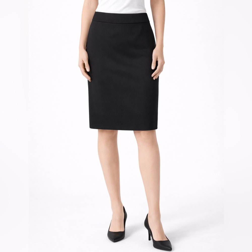 Tadashi Collection Women’s Black Satin Pencil Skirt Size 6 Zip Back Classic Work